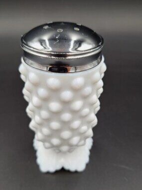 Vintage Fenton White Milk Glass Hobnail Single Salt Shaker Footed 1950's